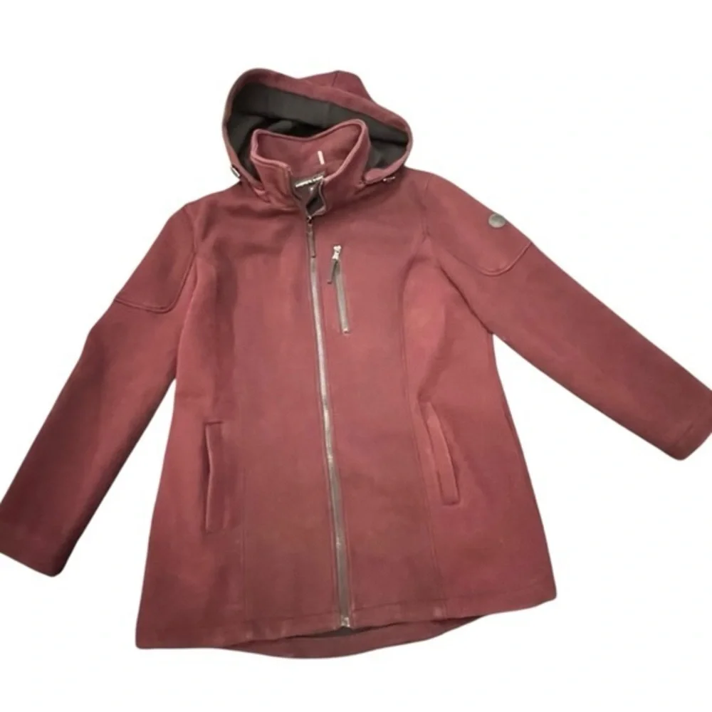 Andrew‎ Marc Scuba Knit Hooded Zip Up Jacket Women’s XXL Burgundy Removable Hood